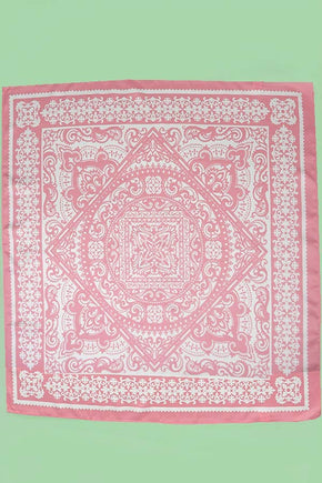 Pink Paisley Silky Feel Bandana Scarf