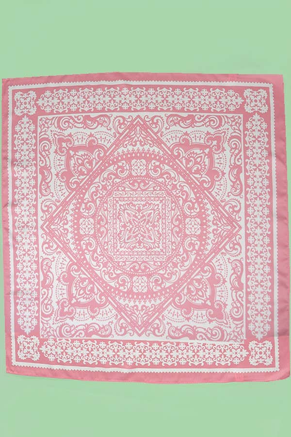 Pink Paisley Silky Feel Bandana Scarf