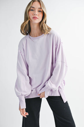 Lilac Oversized Seam Detail Pullover