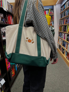 Fall Embroidery Canvas Tote Bag