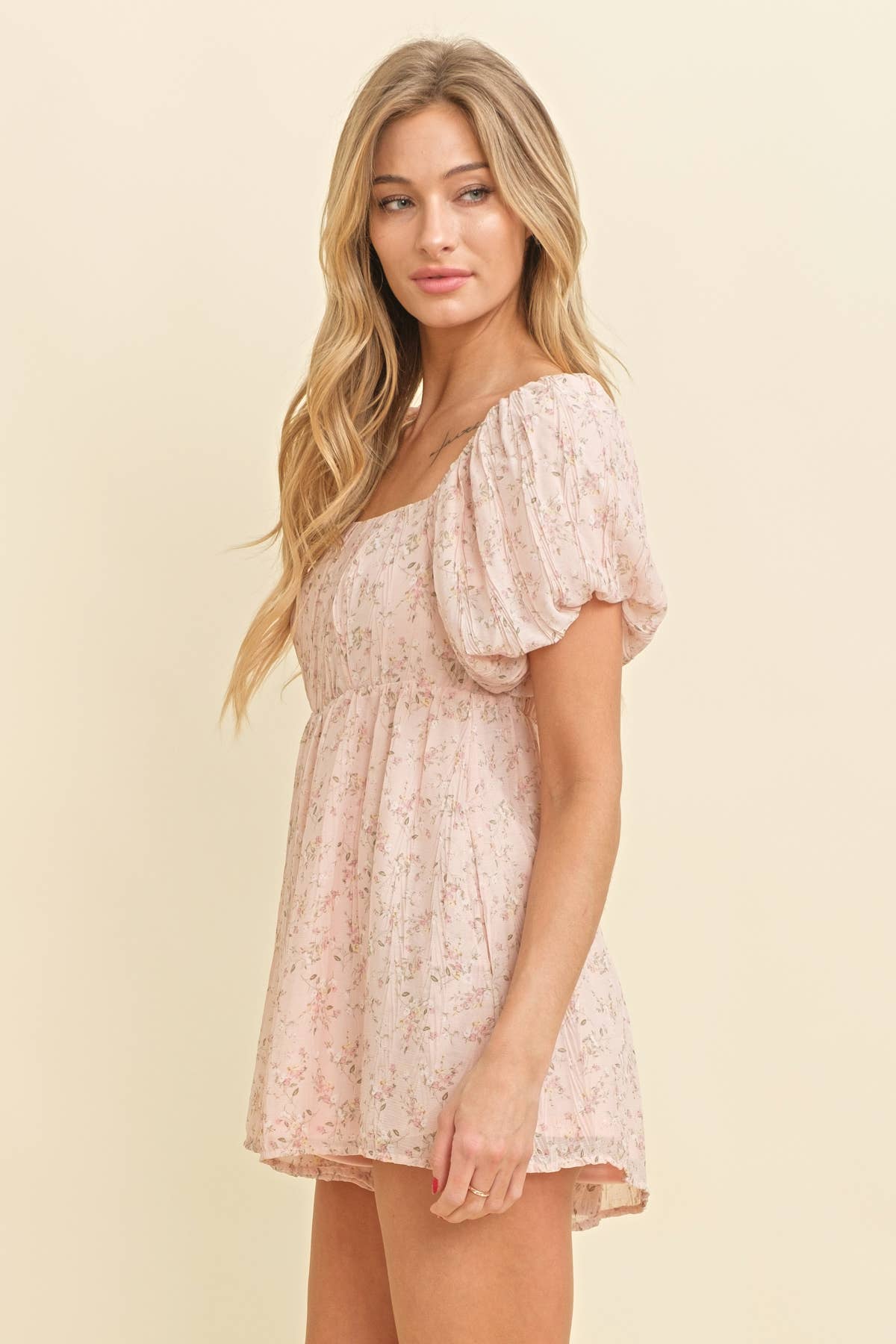 Pink Floral Smocked Romper