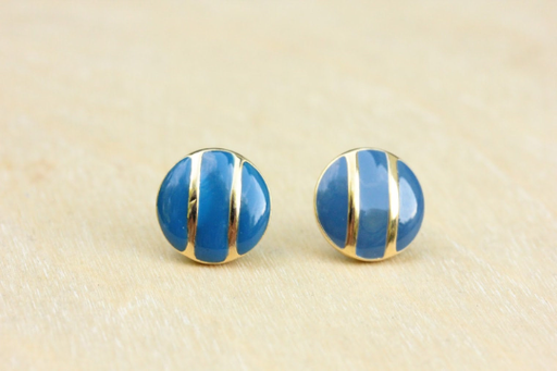 Vintage Blue Stripe Studs