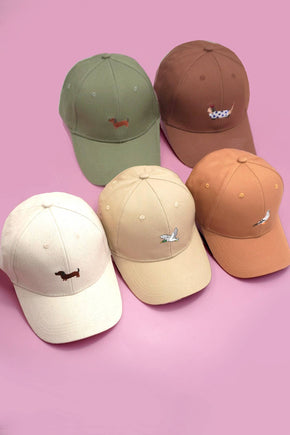 Tan Bird Embroidered Cap