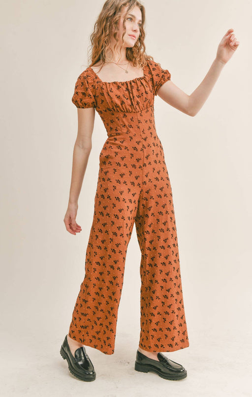 Rust Floral Jumpsuit