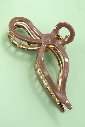 Brown Jumbo Bow Hair Claw Clip