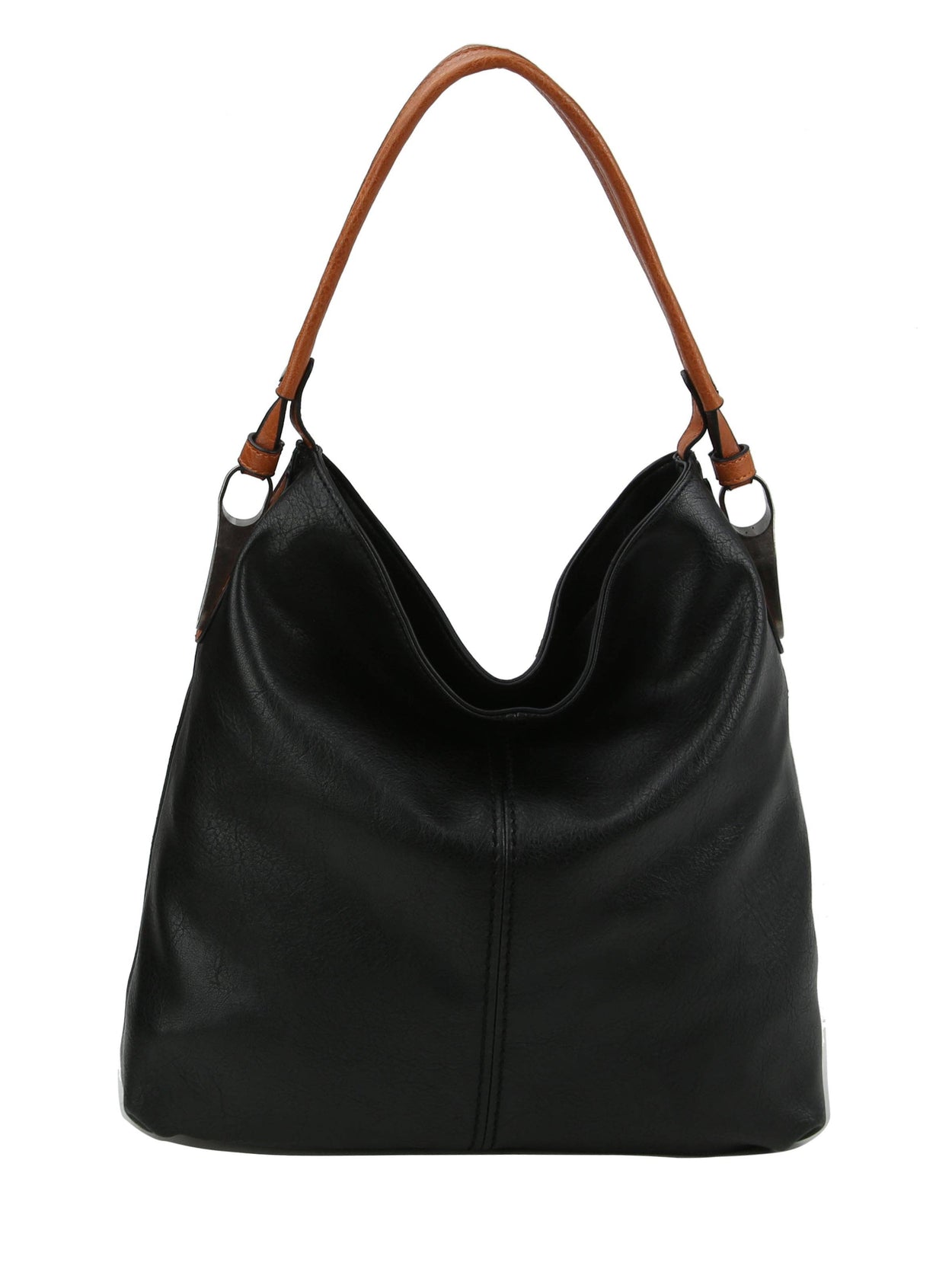 Mocha Side Metal Accent Hobo Bag