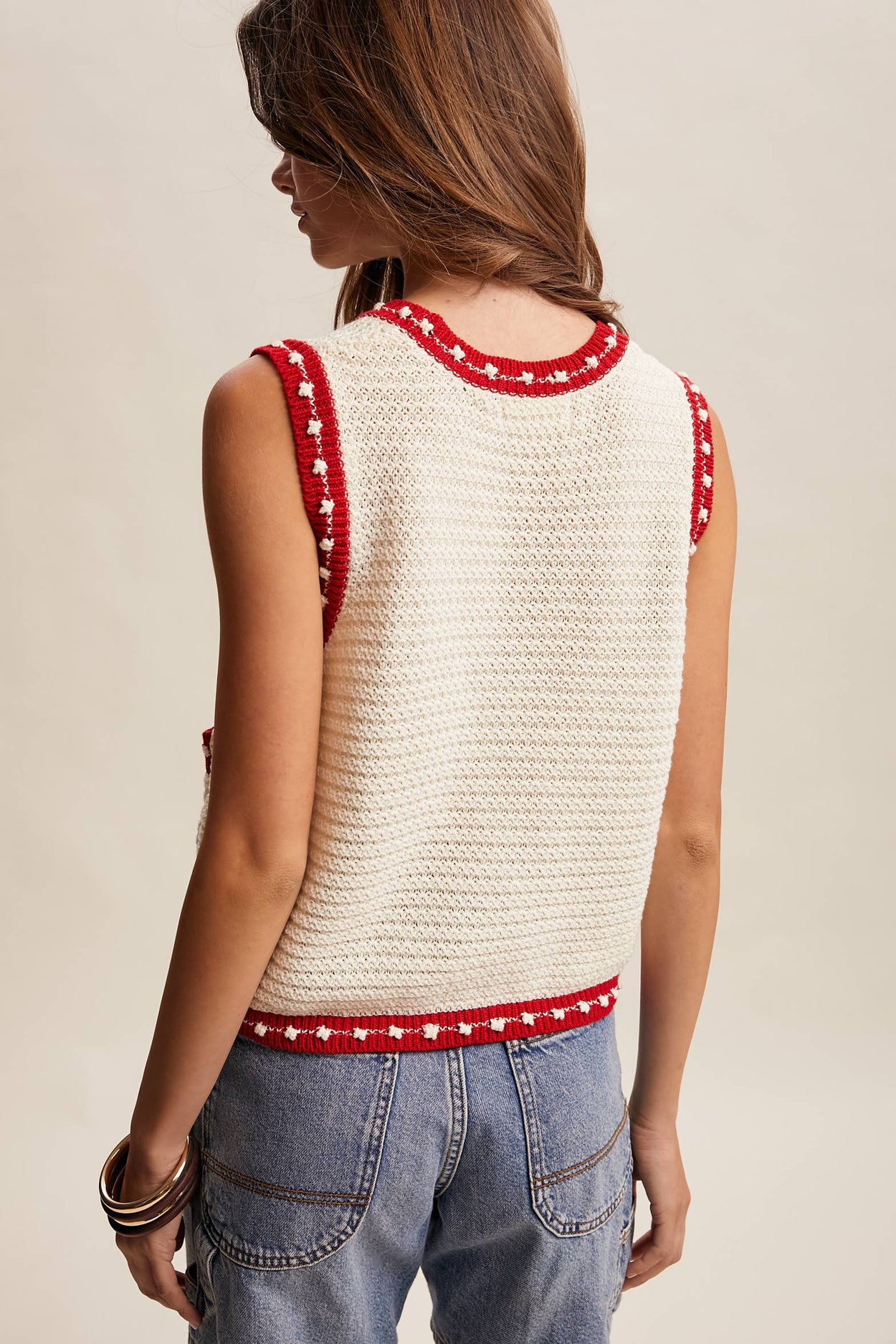Contrast Trim Sleeveless Knit Top
