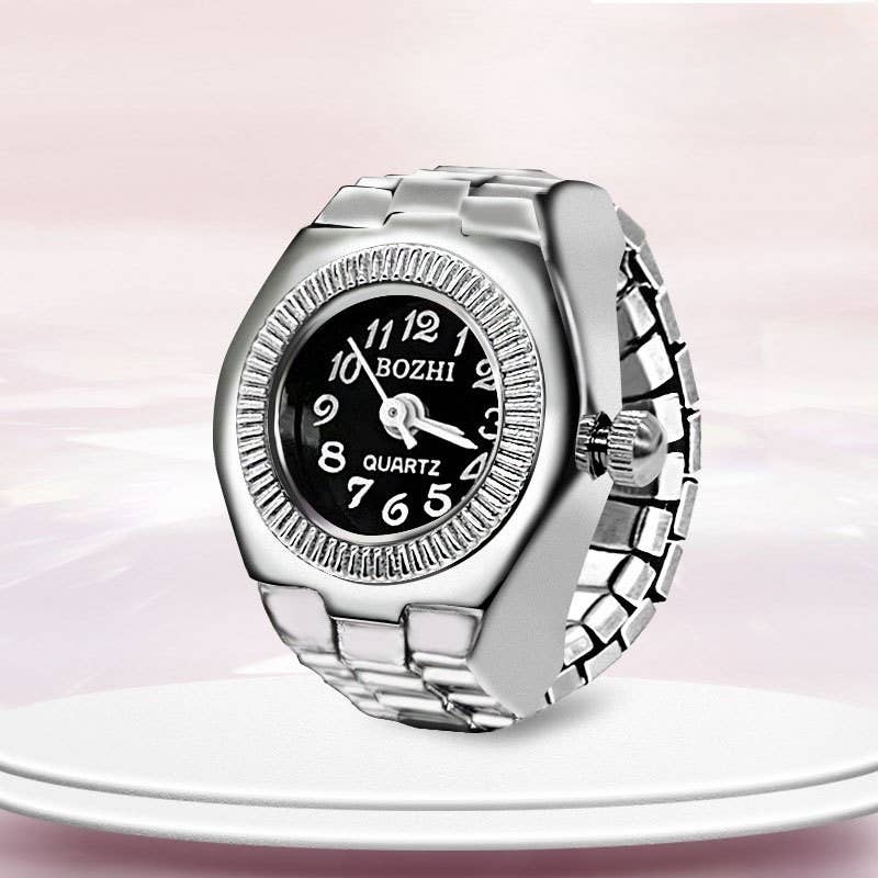 Silver Stainless Steel Ring-Shaped Watch Design