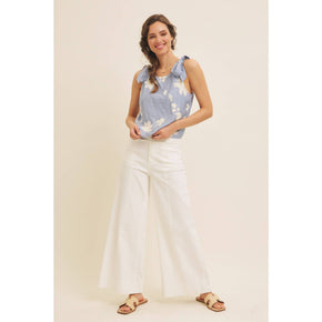 Dusty Blue Blouse Top With Bow Straps