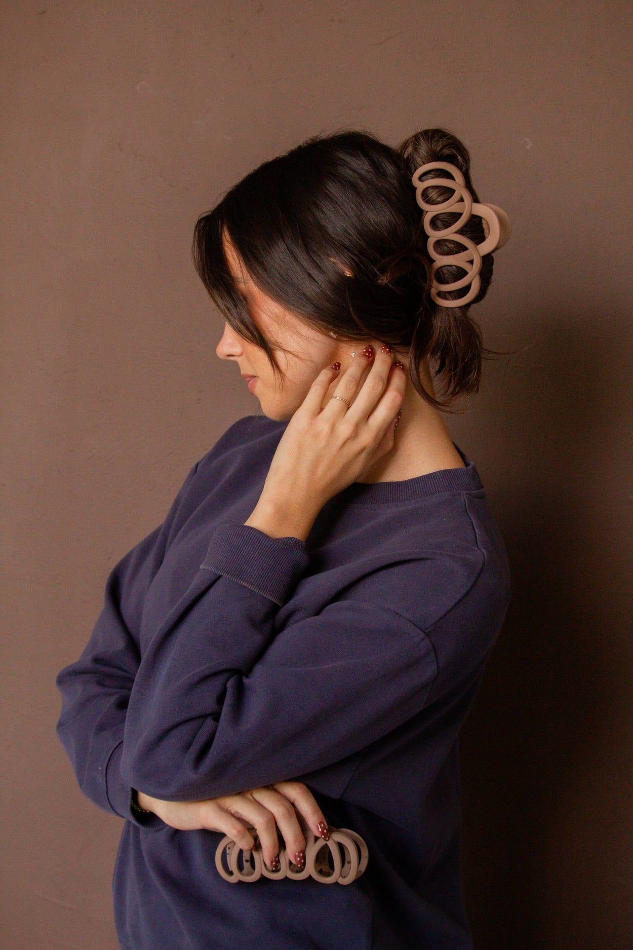 Tan Matte Looped Claw Clip