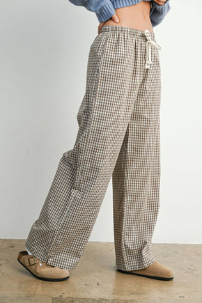 Brown Loose-Fit Adjustable Tie-Front Pants