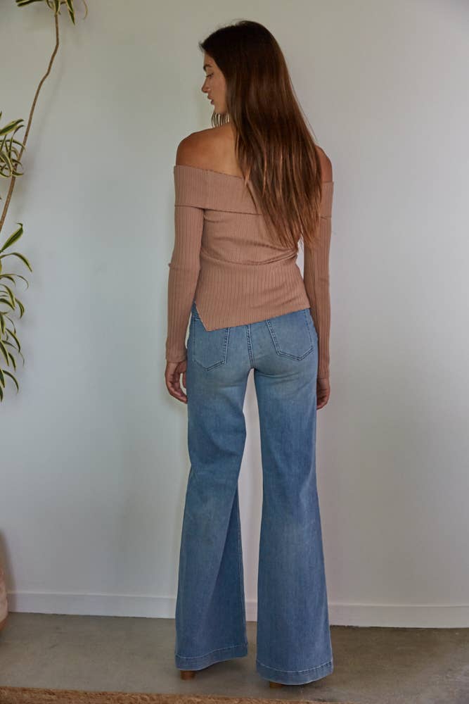 Ribbed Off The Shoulder Top