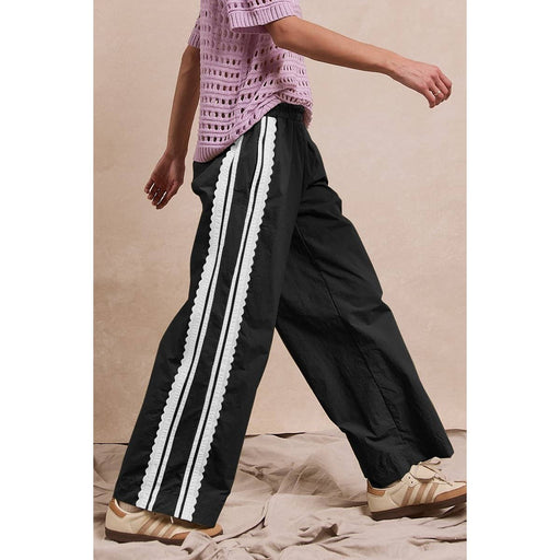 Black Lace Detailed Track Pants