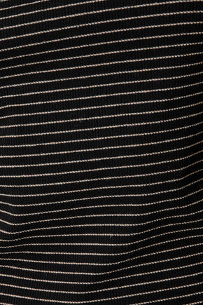 Black & Taupe Mock Neck Long Sleeve Stripe Top
