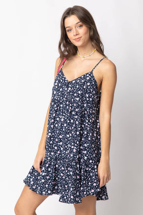 Navy Floral Babydoll Mini Dress