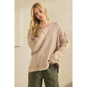 Mauve Thermal Texture Pullover