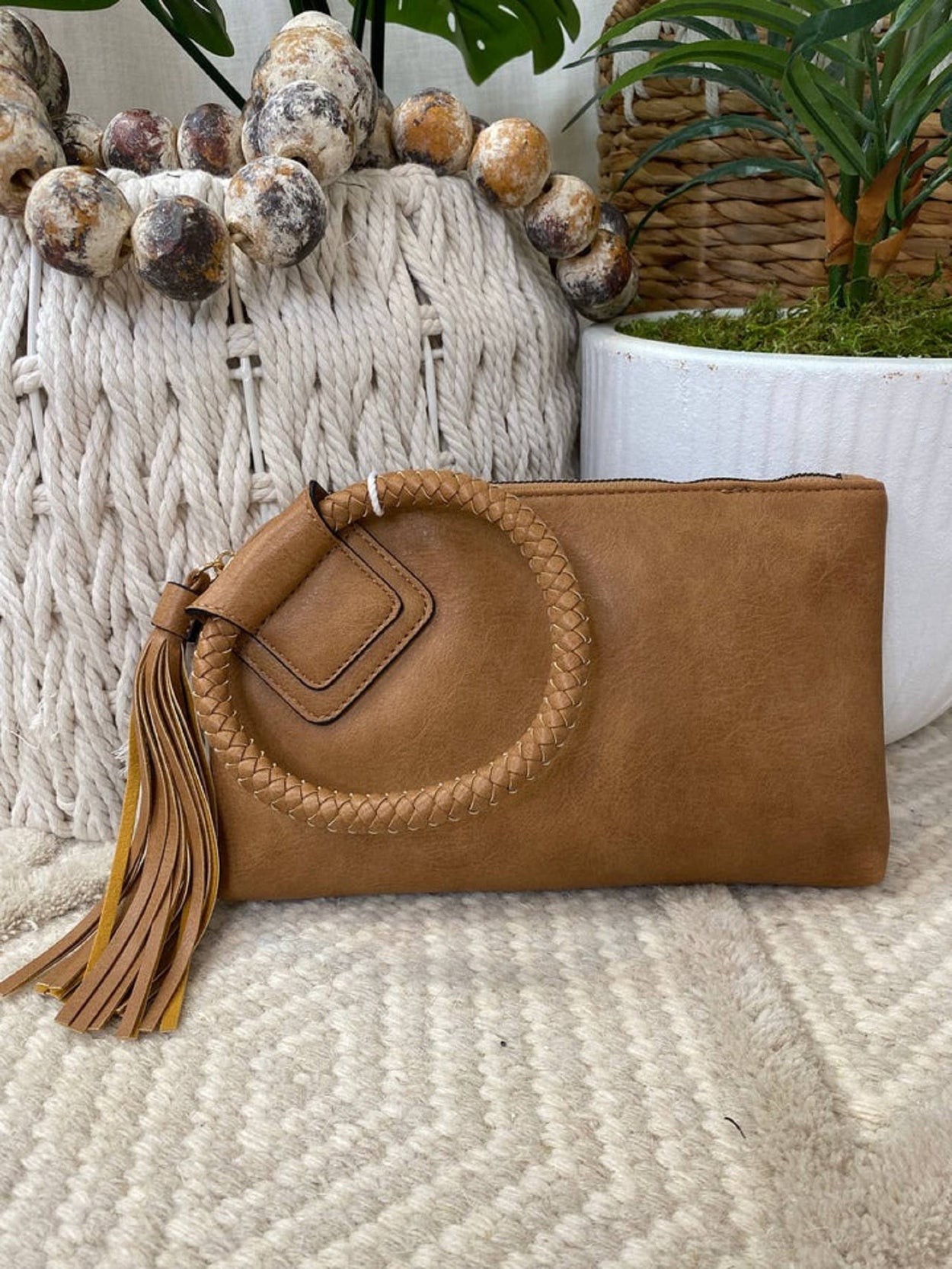 Olive Soft Vegan Leather Wristlet/Clutch