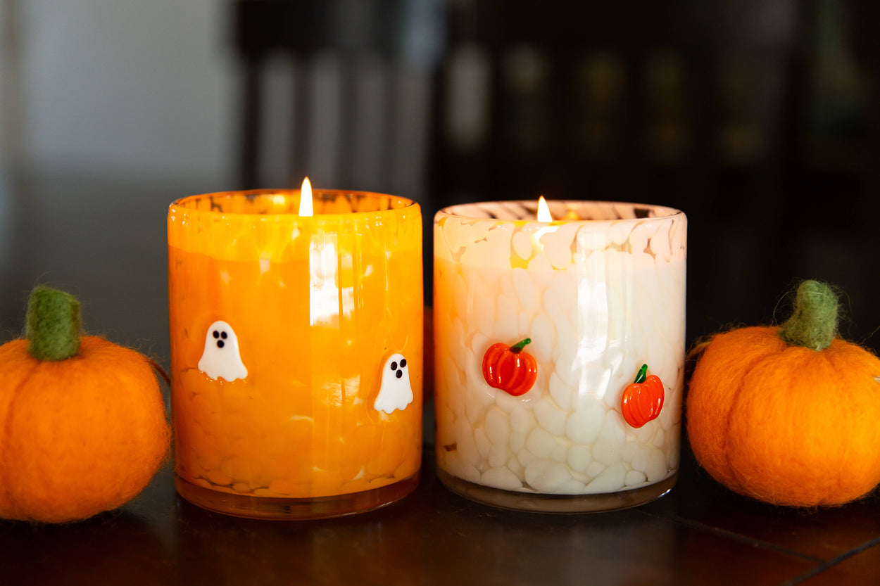Candy Corn Ghost Icon Candle