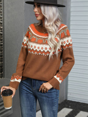 Pumpkin Fair Isle Knit Sweater