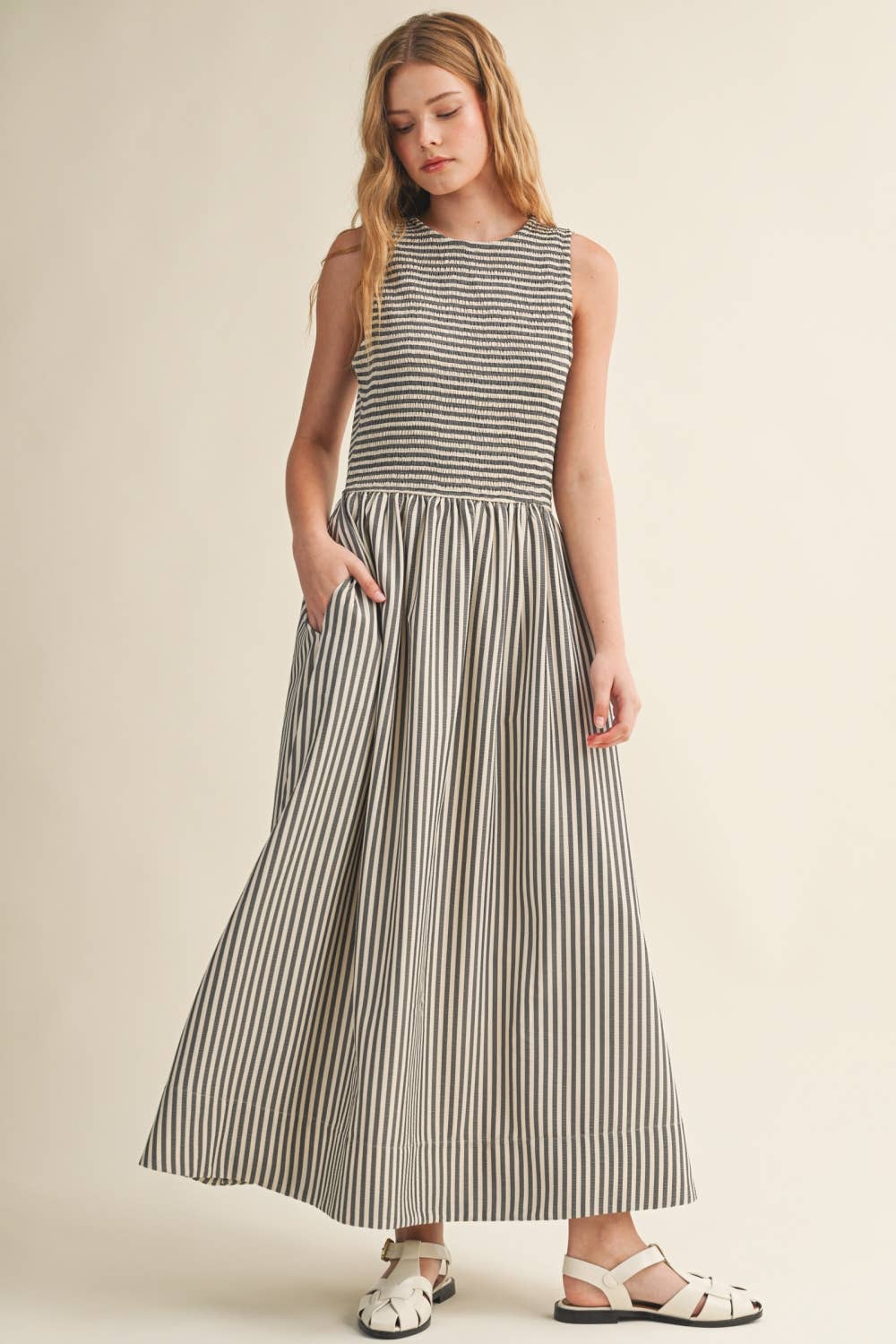 Black Striped Long Dress