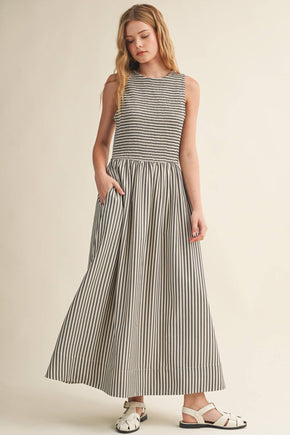 Black Striped Long Dress