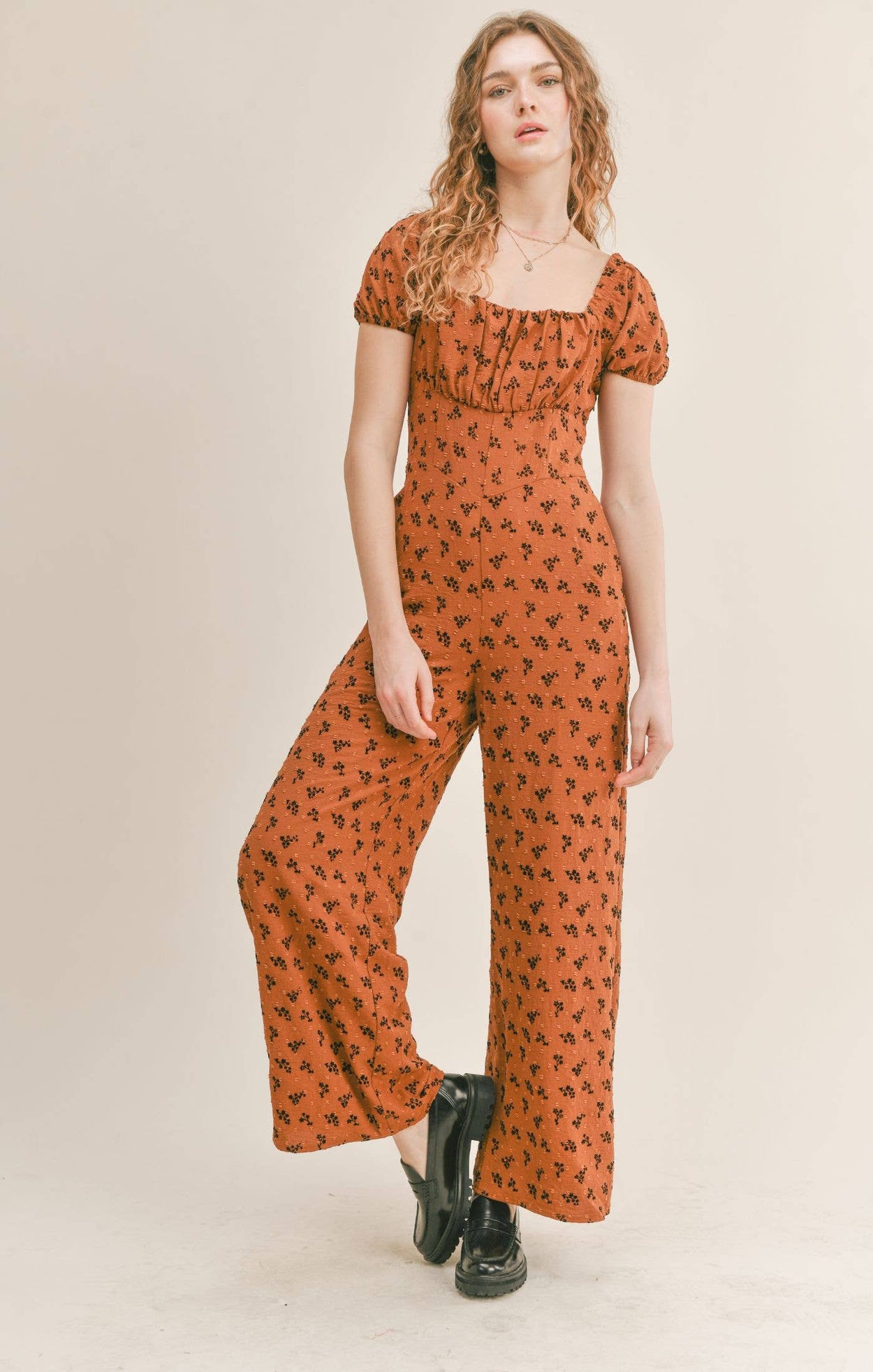 Rust Floral Jumpsuit