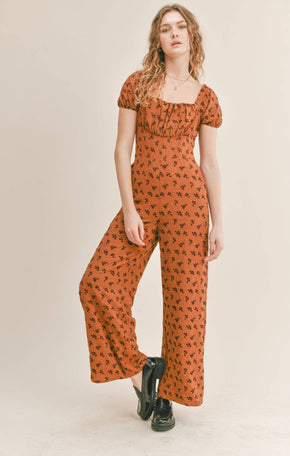 Rust Floral Jumpsuit