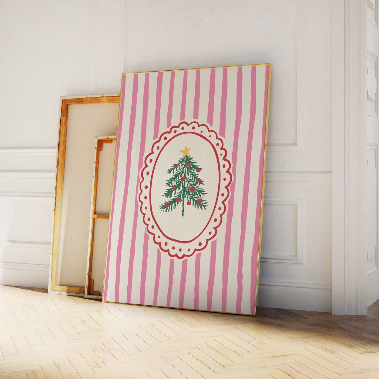 Frame Christmas Tree Pink Print