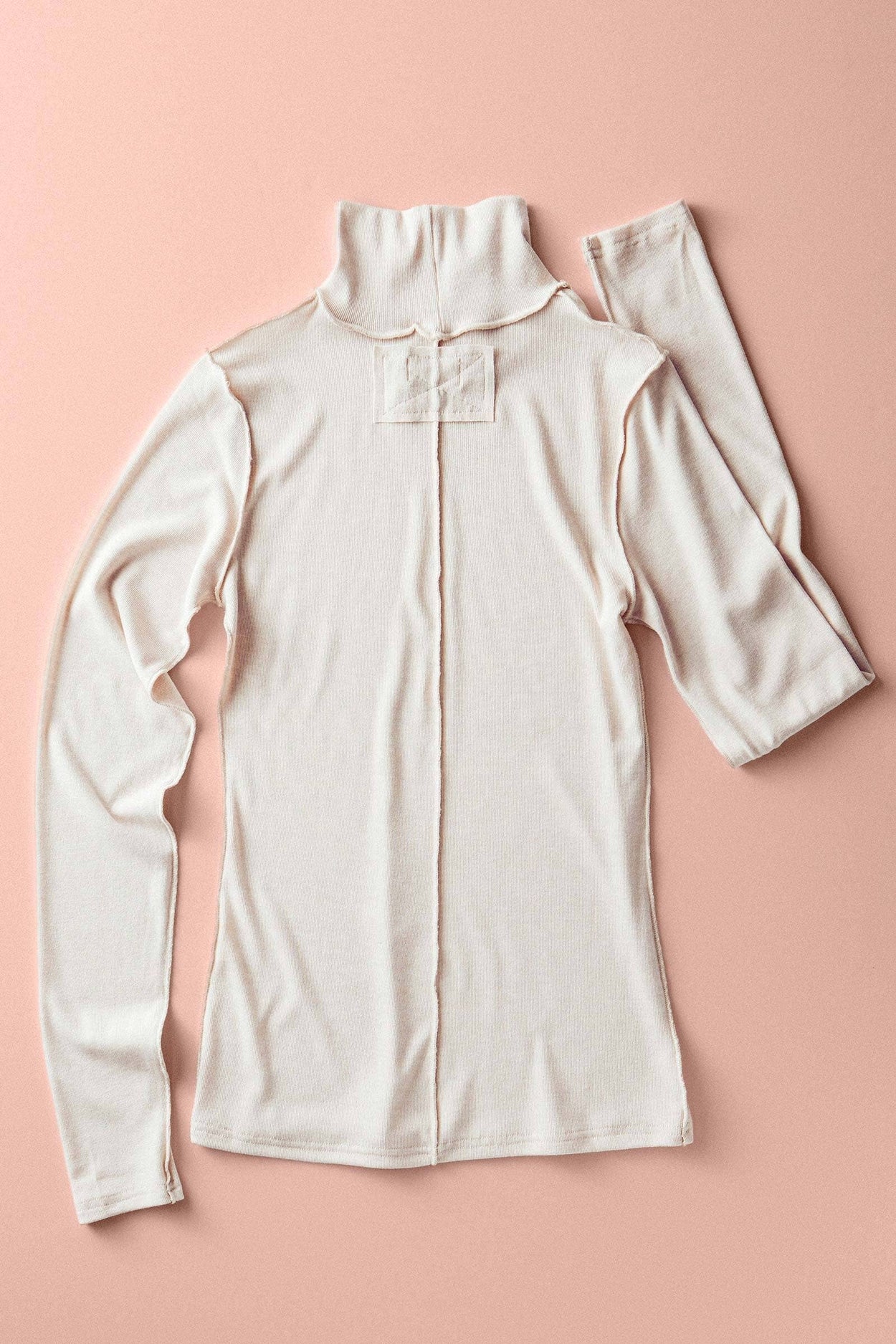 Ivory Striped Turtleneck Knit Top