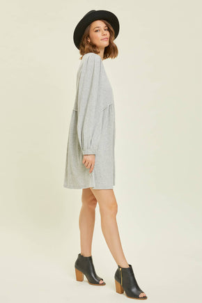 Plus Heather Grey Knit Babydoll Dress
