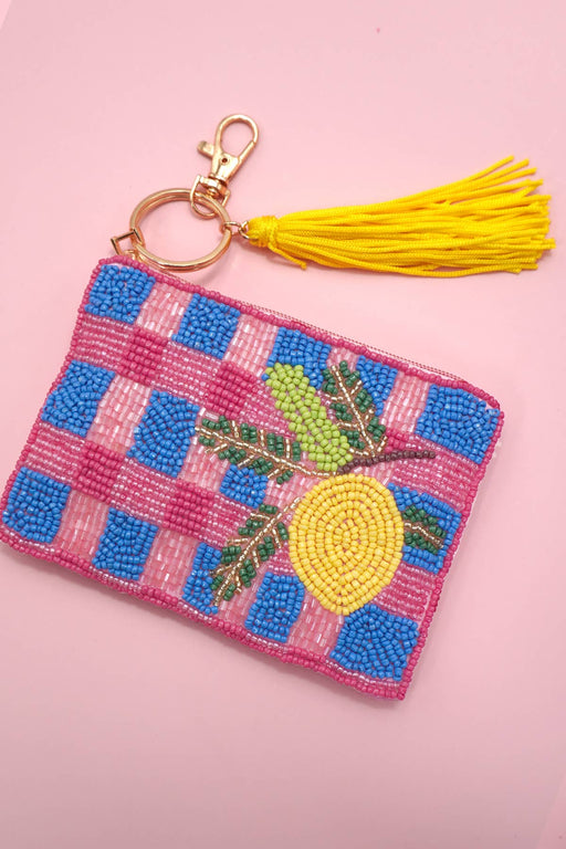Checkered Lemon Bead Coin Purse