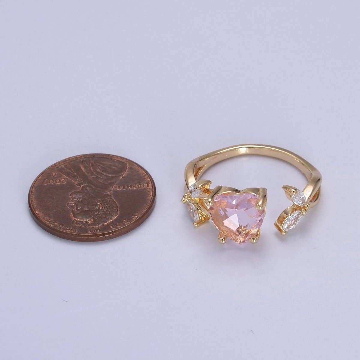 Gold Pink Heart Ring