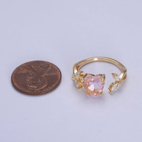 Gold Pink Heart Ring