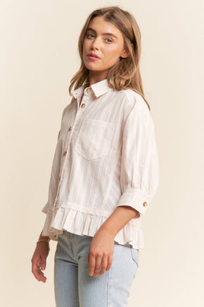 Light Pink Stripe Button Up Top
