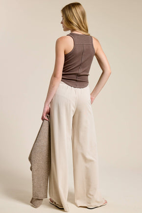 Beige Wide Leg Sweatpants