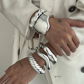 Silver Style B Irregular Shape Cuff Bangle