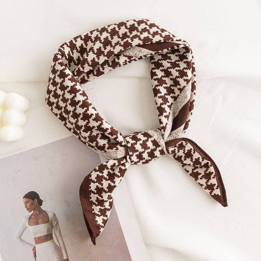 Brown Classic Hounds Tooth Square Scarf