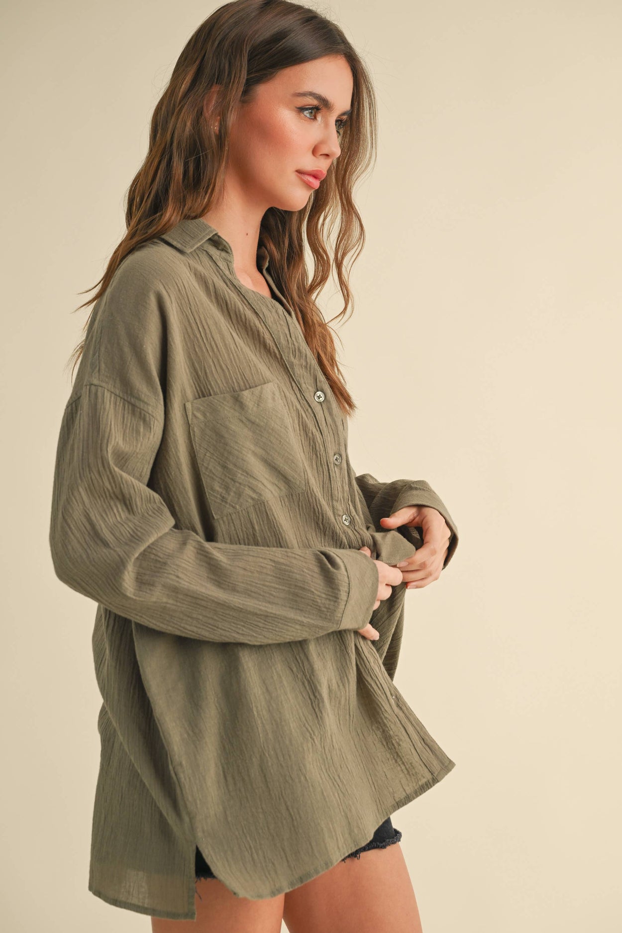 Olive Basic Cotton Buttondown