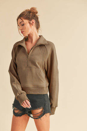Oat Dove Funnel Neck Half Zip