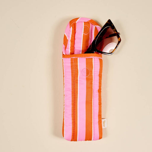 Sicily Stripes Pink Puffy Sunglasses Case