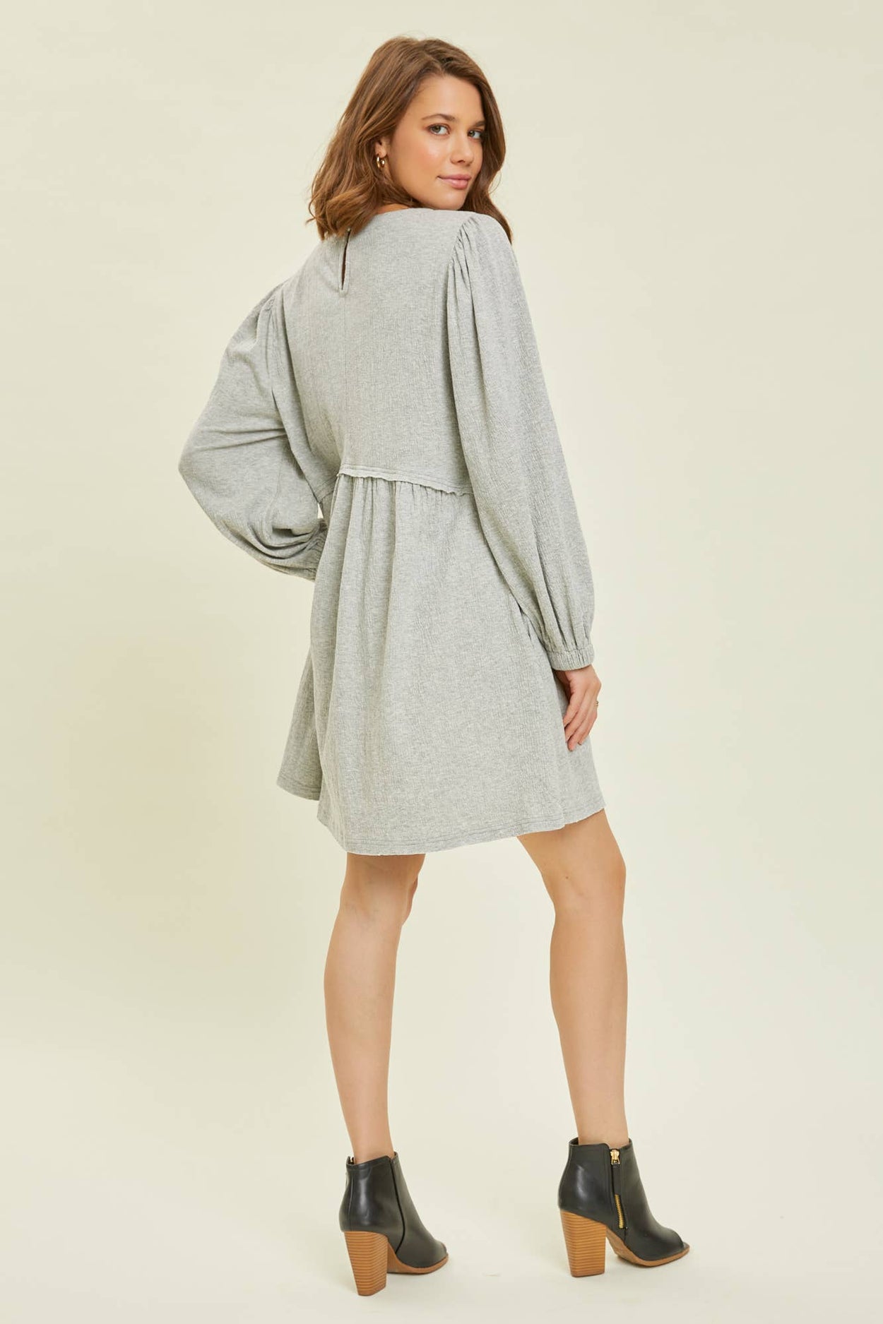 Plus Heather Grey Knit Babydoll Dress