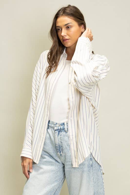 Brown Sophisticated Stripe Blouse