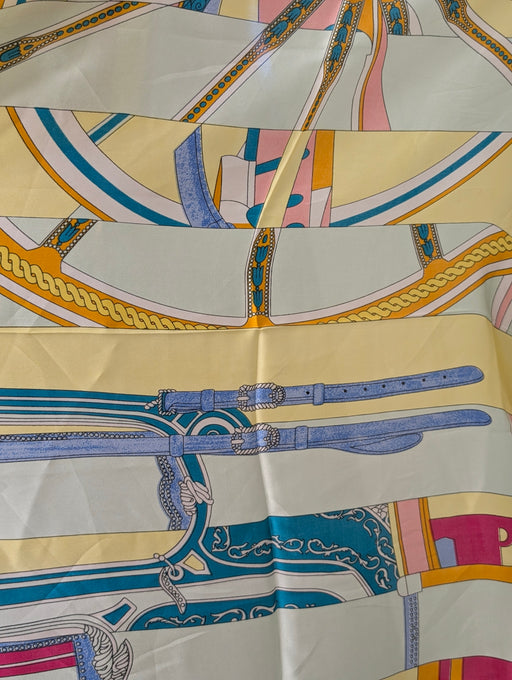 Yellow Patterned Silky Scarf