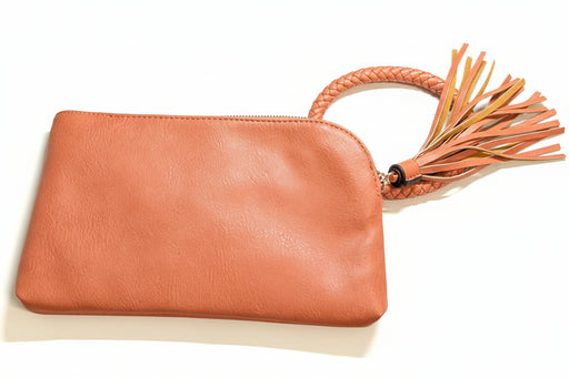 Rust Soft Vegan Leather Wristlet/Clutch