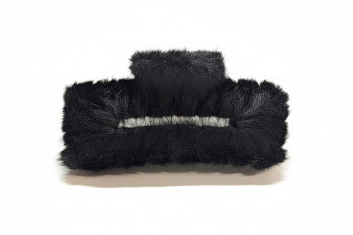 Black Fuzzy Hair Claw Clip