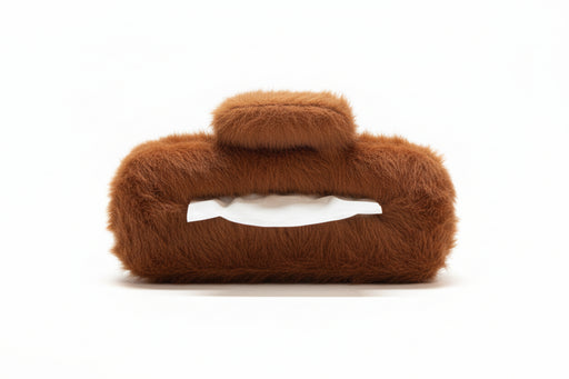 Brown Fuzzy Hair Claw Clip