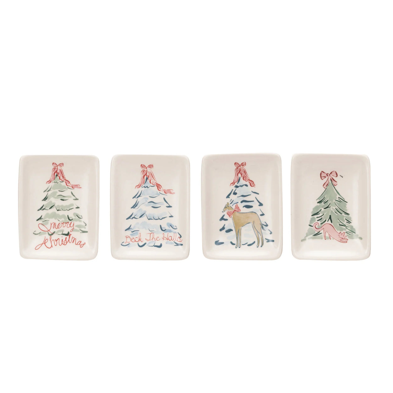 Stoneware Dish With Christmas Tree & Animal Saying