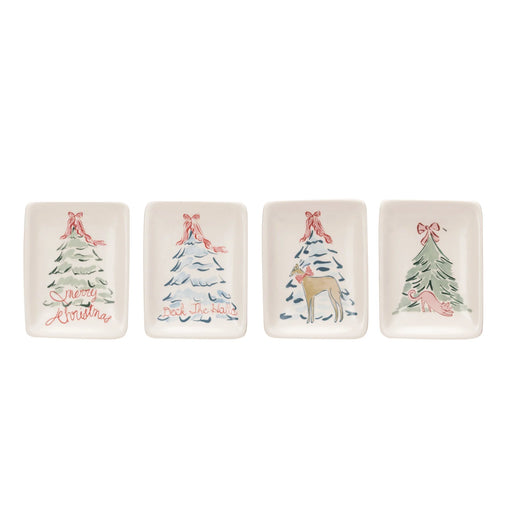 Stoneware Dish With Christmas Tree & Animal Saying